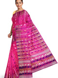 Pradip Fabrics Ethnic Women's Tant Jamdani Pink Color Saree