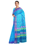 Pradip Fabrics Ethnic Women's Tant Jamdani Blue Color Saree