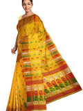 Pradip Fabrics Ethnic Women's Tant Jamdani Yellow Color Saree