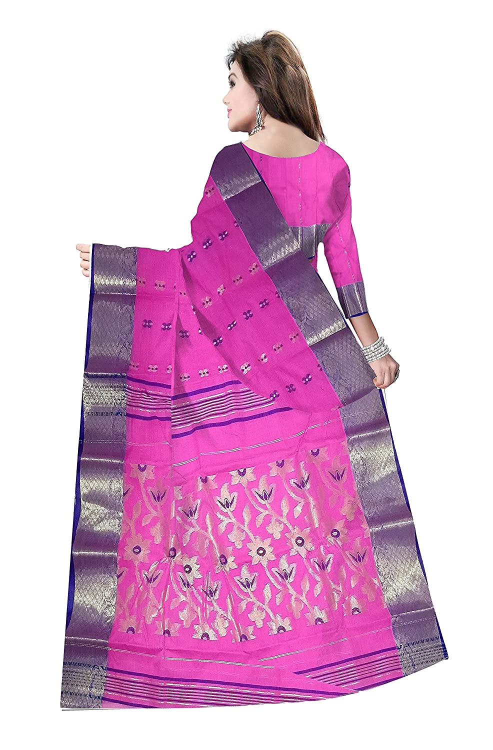 Pradip Fabrics Ethnic Women's Tant Cotton Pink color Saree