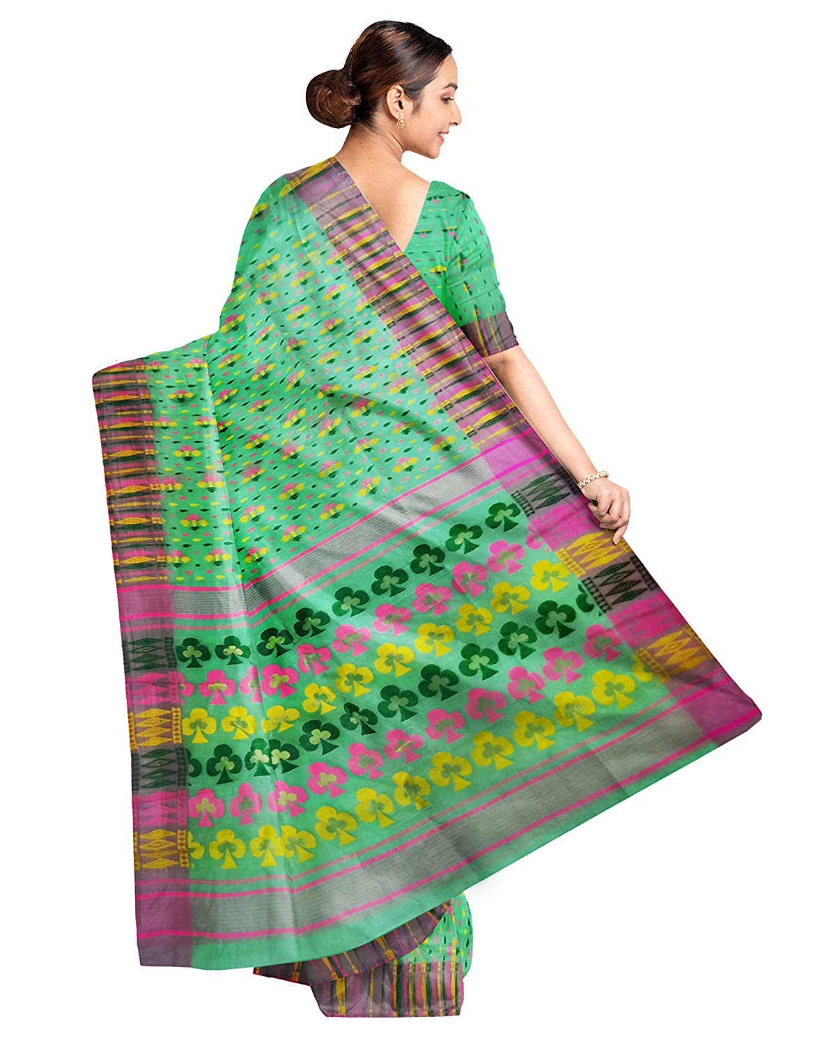 Pradip Fabrics Ethnic Women's Tant Jamdani Soft Green Color Saree