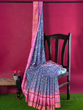 Pradip Fabrics Ethnic Women's All over Tant Jamdani Blue and Pink Color Saree