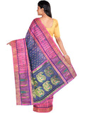 Pradip Fabrics Ethnic Women's All over Tant Jamdani Blue and Pink Color Saree