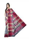 Pradip Fabrics Ethnic Women's Tant jamdani Ash Color Saree