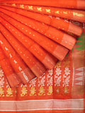 Pradip Fabrics Ethnic Women's Tant Jamdani Dark Orange Color Saree