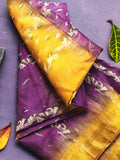 Pradip Fabrics Yellow and Purple Color Tant Silk Blend Saree
