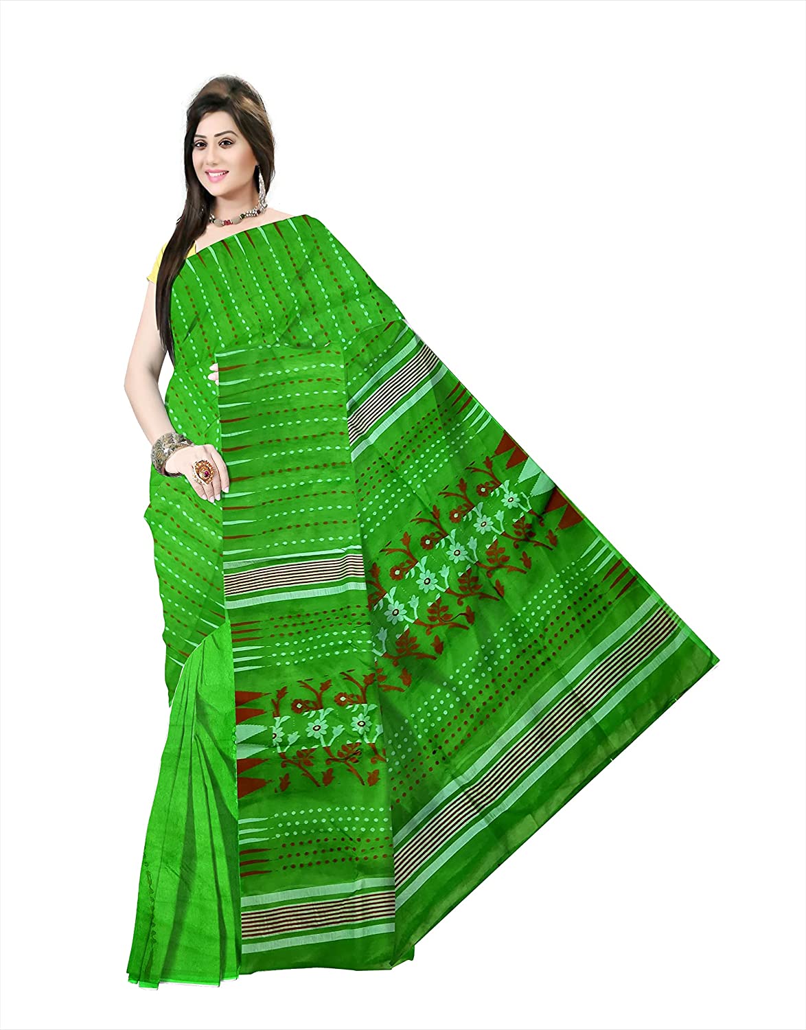 Pradip Fabrics Ethnic Women's Tant jamdani Light Green Color Saree