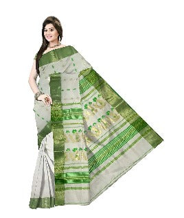 Pradip Fabrics Ethnic Women's Tant Cotton White Color Saree