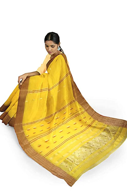 Pradip Fabrics Yellow Color Tant Silk Blend Saree