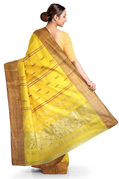 Pradip Fabrics Yellow Color Tant Silk Blend Saree