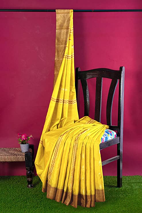 Pradip Fabrics Yellow Color Tant Silk Blend Saree