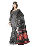Pradip Fabrics Ethnic Women's Tant Silk Black Color Jamdani Saree