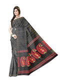 Pradip Fabrics Ethnic Women's Tant Silk Black Color Jamdani Saree