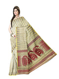Pradip Fabrics Ethnic Women's Tant Silk Off White Color Jamdani Saree