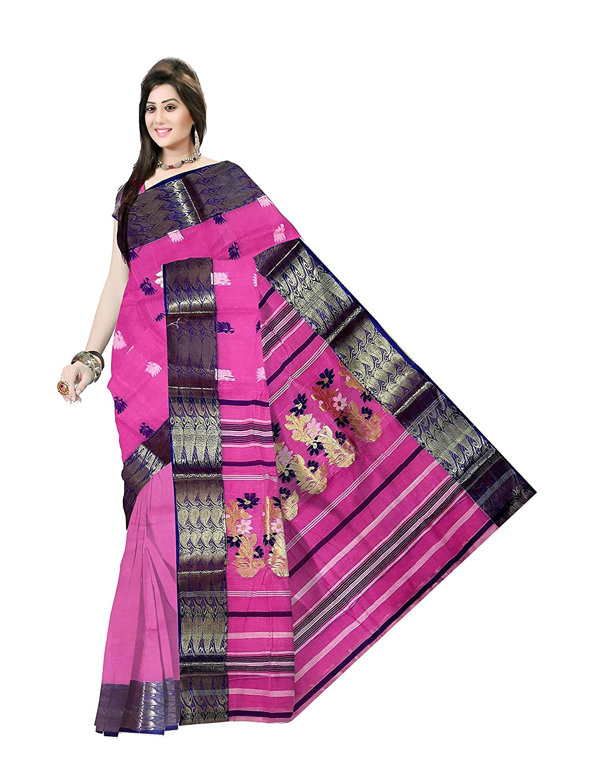 Pradip Fabrics Ethnic Women's Tant Cotton 2,000.00Pink Color Saree