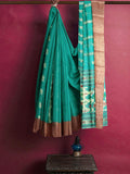 Pradip Fabrics Aqua color Tant Silk Blend Saree