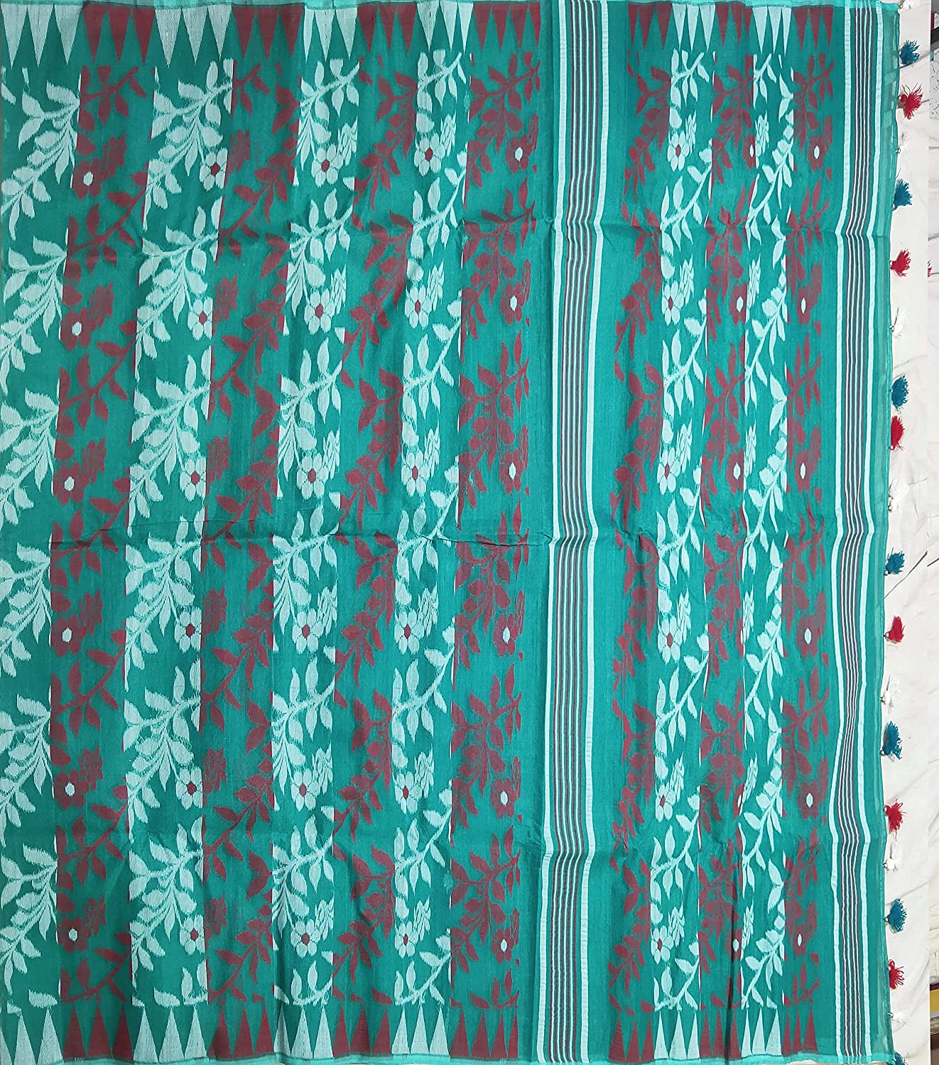 Pradip Fabrics Ethnic Women's Tant jamdani Sea Green Color Saree
