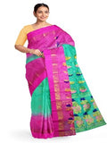 Pradip Fabrics Ethnic Women's Tant Silk Light Green and Pink Color Saree