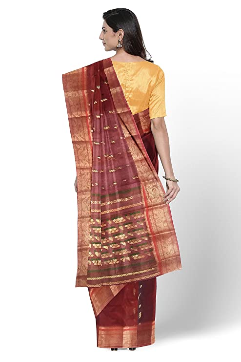 Pradip Fabrics Woven Tant Cotton Blend Saree