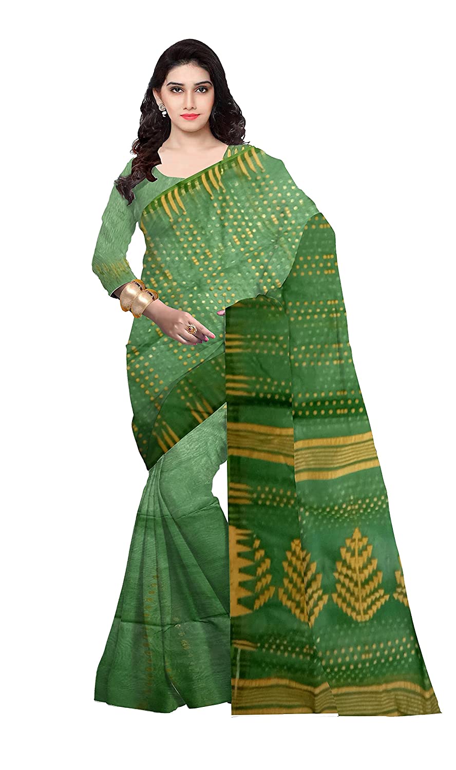 pradip fabrics saree green jamdani saree