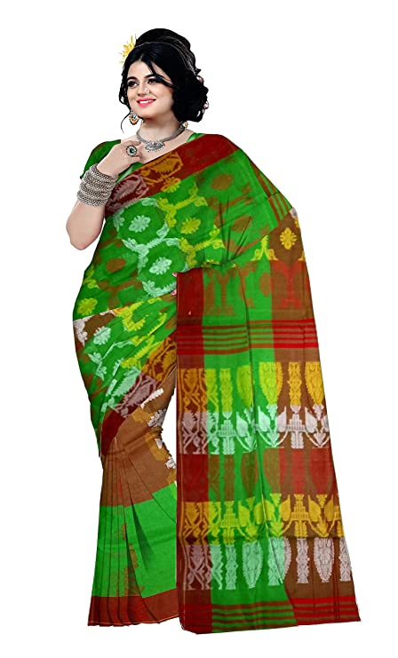 pradip fabrics saree green jamdani saree