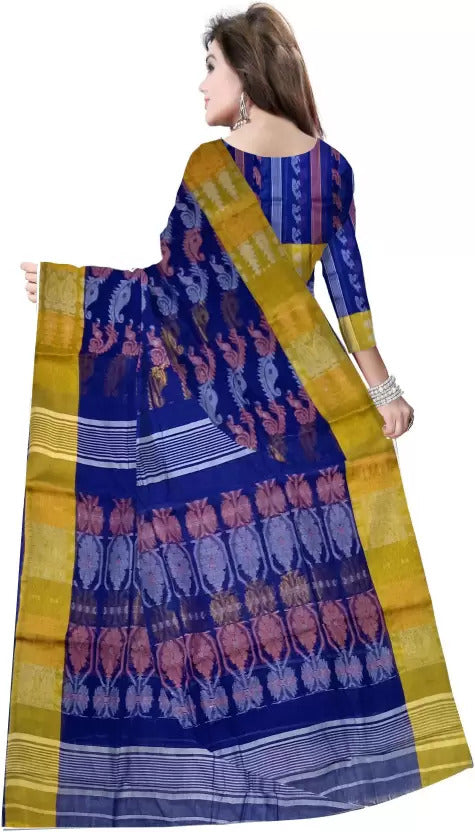 pradip fabrics saree blue jamdani saree