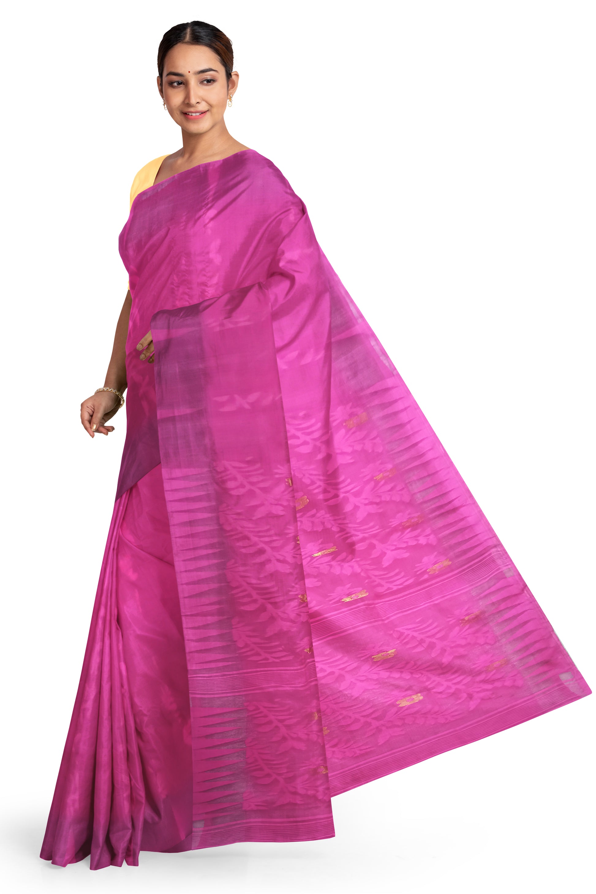 pradip fabrics dark pink saree