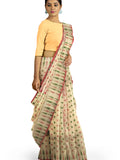 Pradip Fabrics Ethnic Women's Tant Jamdani Beige Color Saree