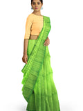 Pradip Fabrics Ethnic Women's Tant Jamdani Light Green Color Saree