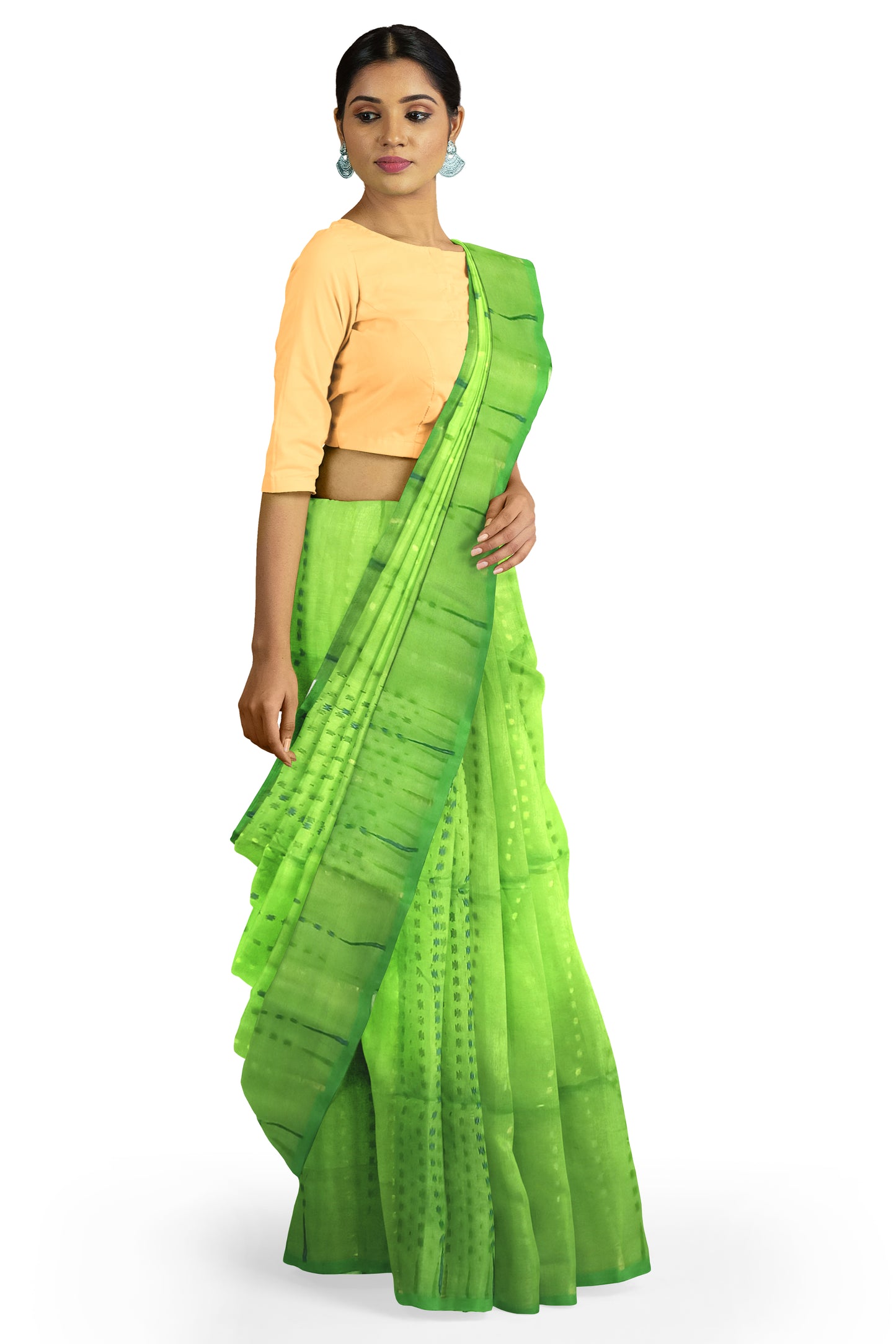 Pradip Fabrics Ethnic Women's Tant Jamdani Light Green Color Saree