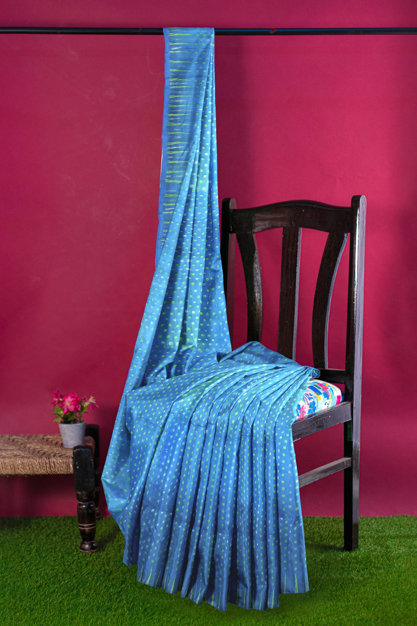 Pradip Fabrics Ethnic Women's Tant Jamdani Light Blue Color Saree