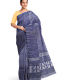 pradip fabrics dark blue saree