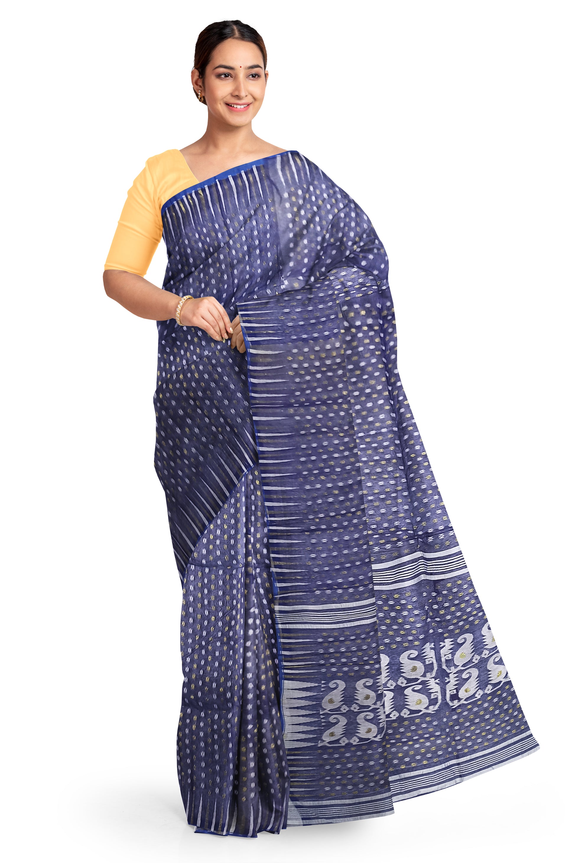pradip fabrics dark blue saree