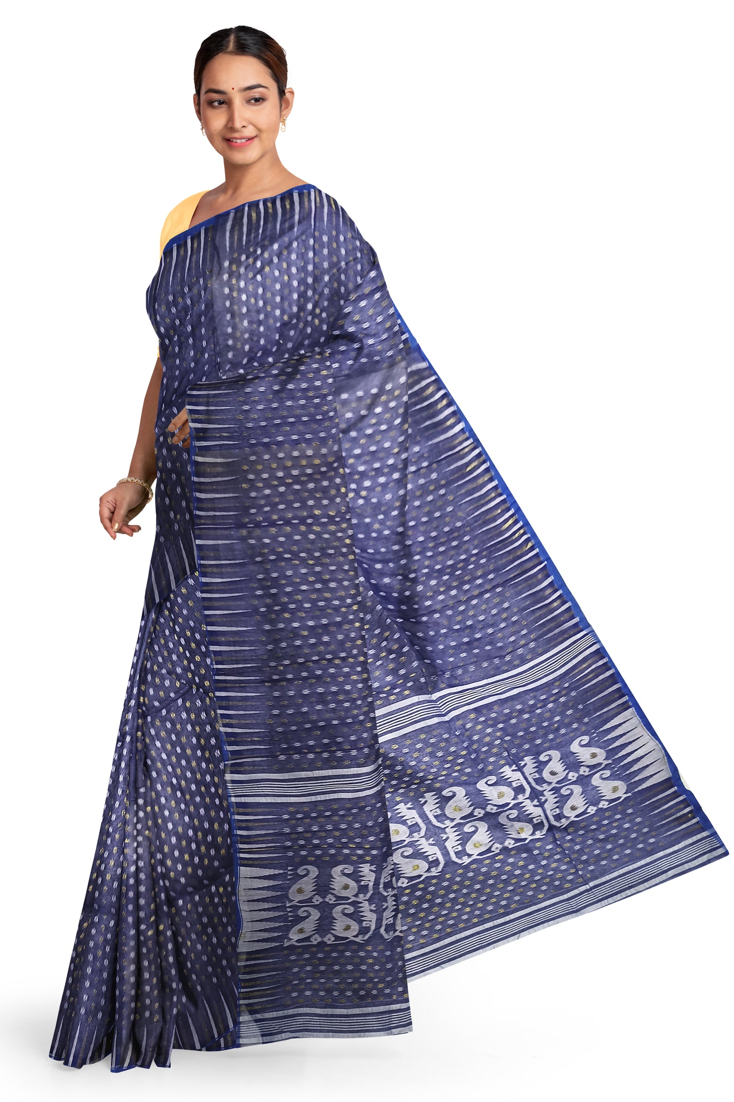 Pradip Fabrics Ethnic Women's Blue Color Pure Tant Jamdani Saree