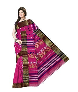 pradip fabrics pink cotton saree