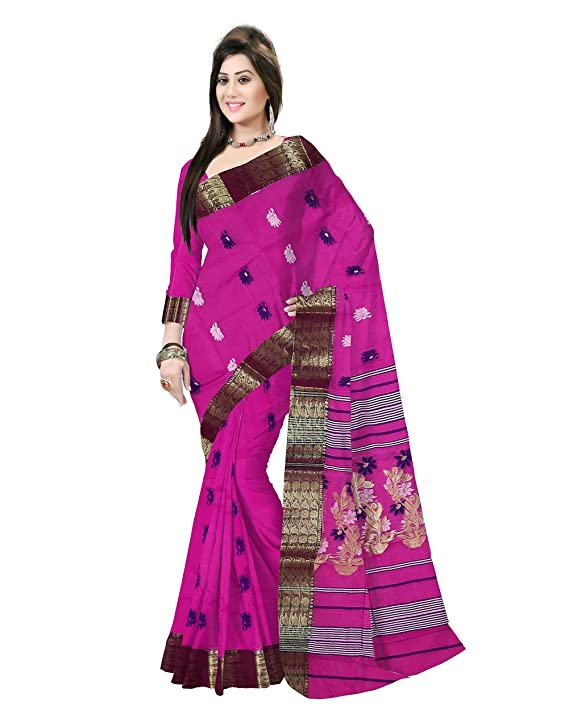 pradip fabrics pink cotton saree