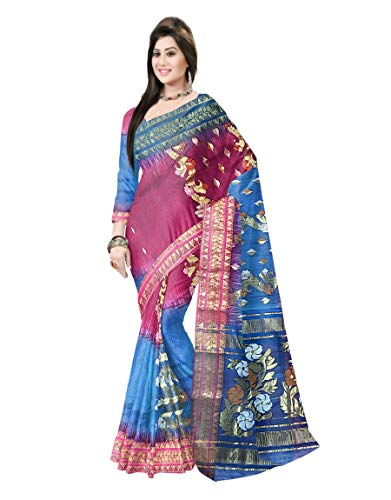 pradip fabrics pink blue saree