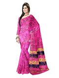 Pradip Fabrics Ethnic Women's Tant Silk Pink Color Jamdani Saree
