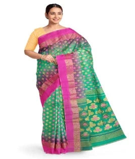 Pradip Fabrics Tant Silk Light Green And Pink Color Saree