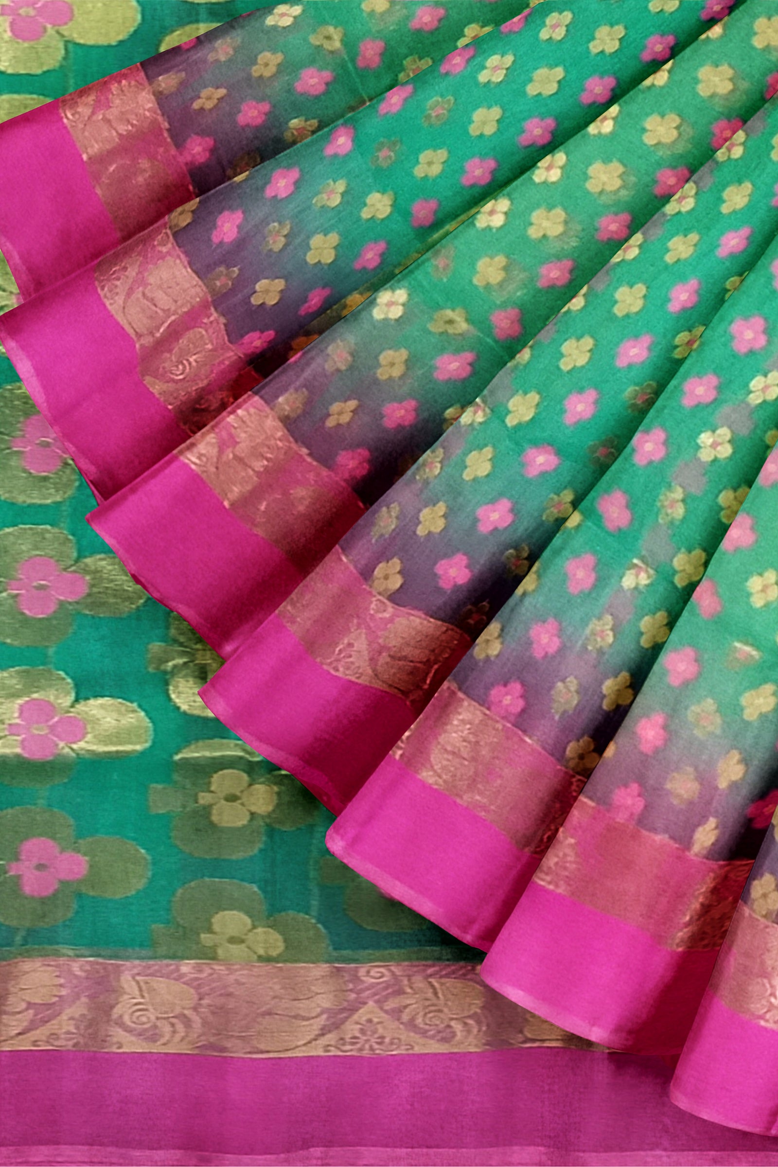 Pink Par Border Saree