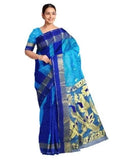 Pradip Fabrics Tant Silk Blue Color Saree