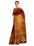 Pradip Fabrics Ethnic Women's and Girl's Maroon and Gold Baluchri saree
