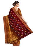 Pradip Fabrics Ethnic Women's and Girl's Maroon and Gold Baluchri saree