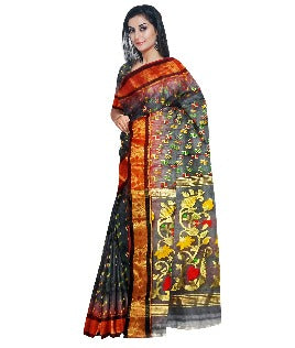 Pradip Fabrics Ethnic Women's Tant Silk Benasrasi Black Color Saree