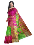 Pink and Green color saree