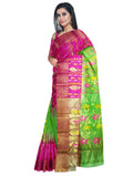 Pradip Fabrics Ethnic Women's Tant Tussar Silk Green and Pink Color Saree