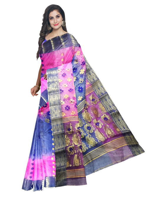 Pink and Blue 2d saree