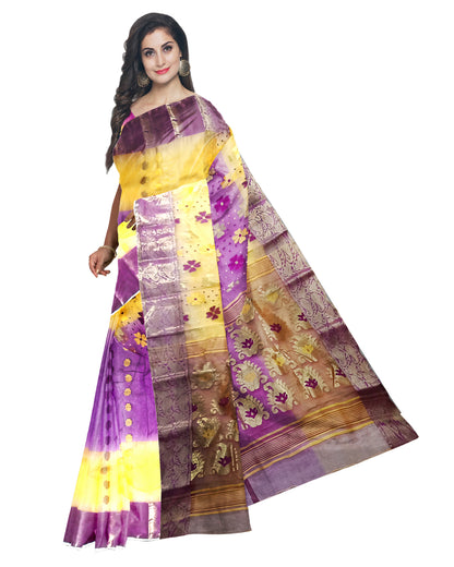 Purple and Yellowb 2d saree