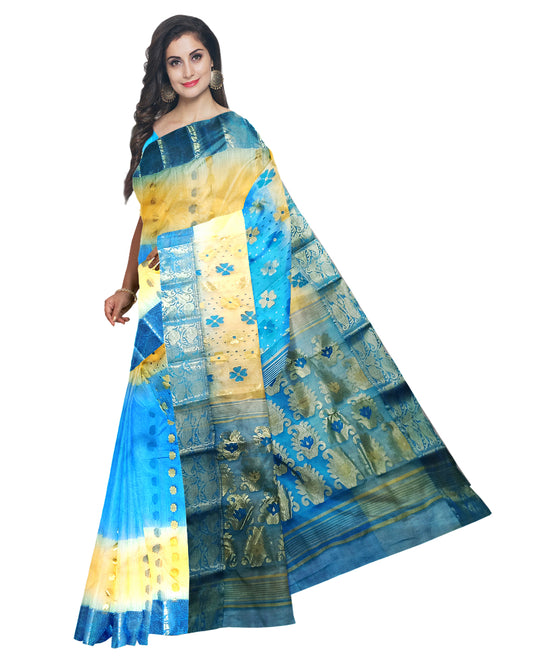 Aqua and Cream 2d saree