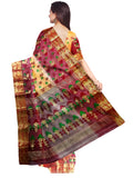 Pradip Fabrics Ethnic Women's Tant Tussar Silk Peach and Maroon Color Saree